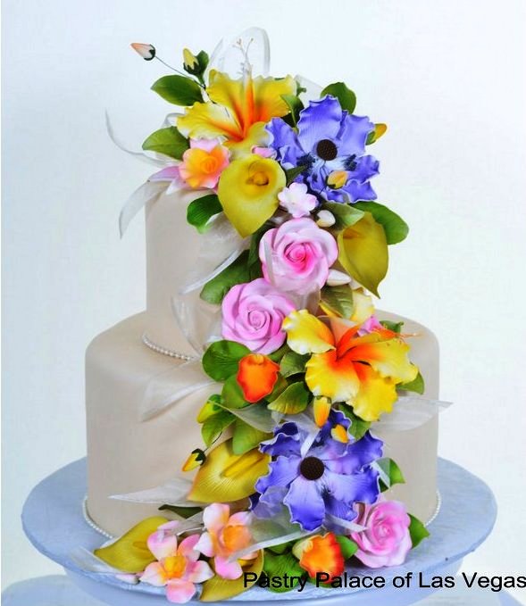 Cakes With Spring Flowers Wedding Cakes Fresh Bakery Pastry Palace Las Vegas 