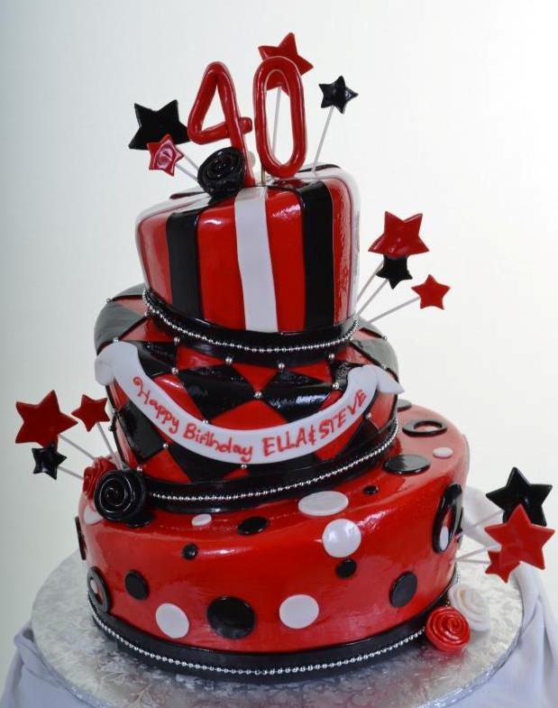 1218 – Black & White & Red Birthday – Wedding Cakes | Fresh Bakery ...