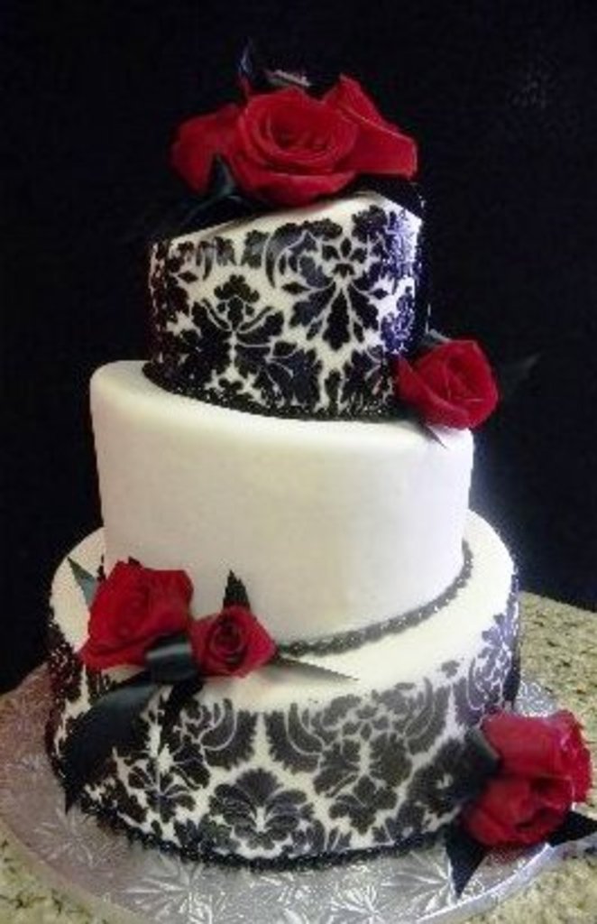 W516 Damask And Roses Wedding Cakes Fresh Bakery Pastry Palace Las Vegas 